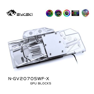Bykski GPU บล็อกน้ำสำหรับ GIGABYTE GeForce RTX 2070 Super Windforce OC 3X 8กรัม/ทองแดงบล็อก/3PIN 5โวลต์ A-RGB / 4PIN 12โวลต์ RGB