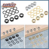 KANNERT 16pcs คุณภาพสูง ทองดำ ชุด กลางแจ้ง ฮาร์ดแวร์รถบรรทุกสเก็ตบอร์ด Spacers Axle Nuts วงแหวนความเร็ว อะไหล่สเก็ตบอร์ด Longboard