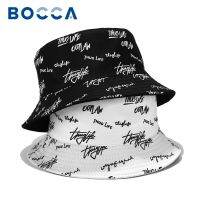 {You have a hat} Bocca Topi Bucket ลำลองตัวอักษร Graffit สองด้านหมวกพิมพ์ปีกกว้างแบบพลิกกลับได้ผ้าฝ้ายพับได้หมวกชาวประมงฮิปฮอปฤดูร้อน