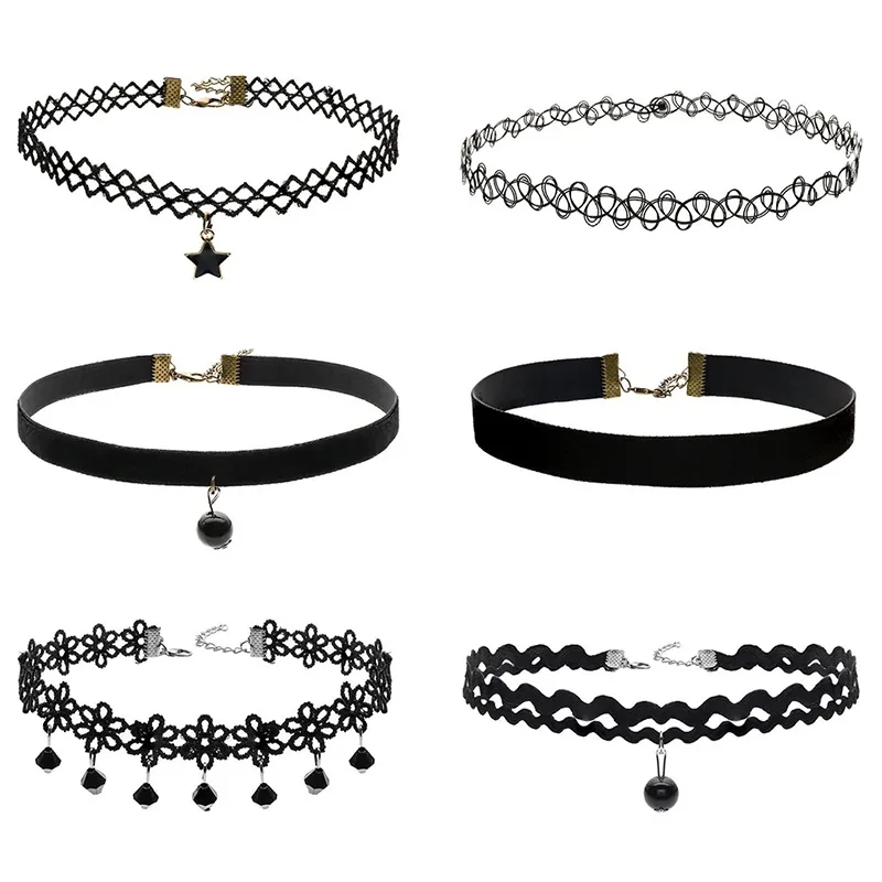 Huilun 6 Cái Vòng Cổ Nhung Đen Nữ Mặt Dây Vòng Đeo Cổ Cho Phái Nữ Vòng Cổ  Choker Ren Vòng Tattoo | Lazada.Vn