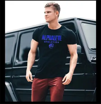 New Summer Fashion ALPHALETE Short Sleeve T-Shirts Bodybuilding and Fitness  Mens Gyms Clothing Workout Cotton T-Shirt Men