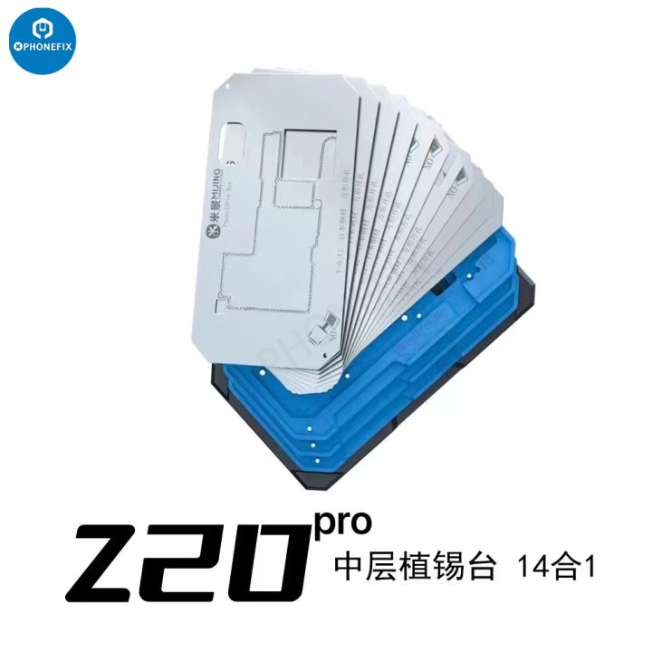 newest-mijing-z20-pro-14-in-1-fixture-for-iphone-x-14-pro-max-middle-layer-motherboard-reballing-soldering-platform-with-stencil