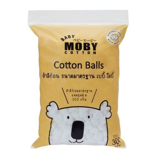 baby-moby-สำลีก้อนมาตราฐาน-cotton-balls-ขนาด-300-กรัม-ทำจากฝ้ายแท้-100-ผ่านกระบวนการอบฆ่าเชื้อด้วยความร้อน