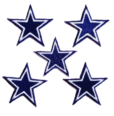 ตัวรีด-เย็บติดผ้า ดาว Blue Stars 4PCS Small Size 4.2x4.2cm  โลโก้ปัก มีกาวสำหรับรีด ตกแต่งเสื้อผ้า Logo Embroidery patches for iron on and sewing on fabric(หลากสี)