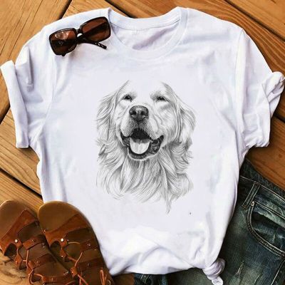 Papillon Dog Golden Retriever Mujer T-Shirts White T Shirts Summer Esttica Graphic Short Sleeve Tshirt Gildan T-shirt