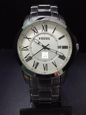 นาฬิกาข้อมือผู้ชาย FOSSIL รุ่น FS4734 ตัวเรือนและสายนาฬิกาสแตนเลส หน้าปัดสีขาว เลขโรมัน รับประกันสินค้าเป็นของแท้ 100 %