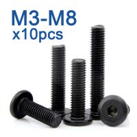 10pcs/lot M3 M4 M5 M6 M8 Black Carbon Steel CM Large Flat Hex Hexagon Socket Allen Screw Furniture Screw Connector Joint Bolt