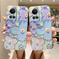 เคสภาพวาดสีน้ำมันลายดอกไม้สำหรับ OPPO Reno 10 5G/Reno 10 Pro 5G/Reno 10 Pro Plus/ Reno 10 Pro + 5G เคสโทรศัพท์ซิลิโคนนิ่มมันวาวสีน้ำเงิน-Ray