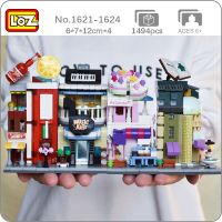 LOZ City Street Cake Cola Drink Music Book Shop Store Library Architecture Mini Blocks Bricks Building Toy for Children no Box