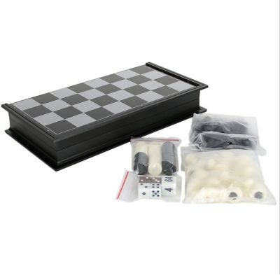 Backgammon Checkers Set Foldable Board Game 3-In-1 Road International Folding Portable Board Game