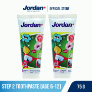 Combo 2 tuýp Kem đánh răng cho trẻ em 6-12 tuổi vị nho Jordan Step 2 - 75g