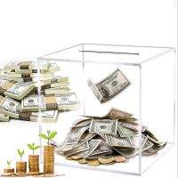 Transparent Acrylic Piggy Bank Square Large Capacity Money Saving Box Coin Banknote Box 12 /15 /18CM