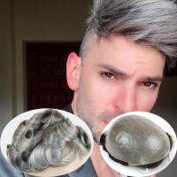 Cutestyle Hair Piece Men Thin Skin Toupee for Men Mens Hair Pieces Replacement System 1B65 Color Human Hair Mens Wig ของขวัญ ของขวัญ