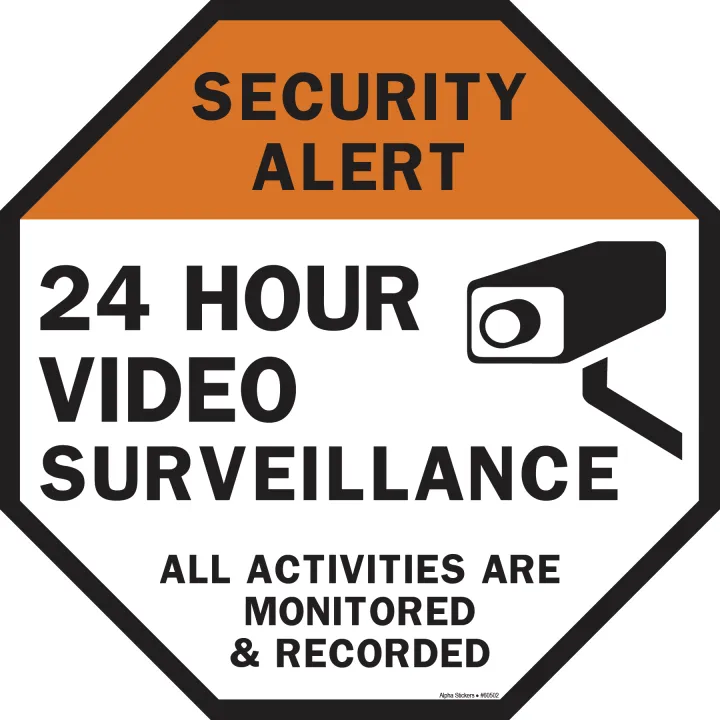 Warning Video Surveillance Vinyl Sticker Size: 6