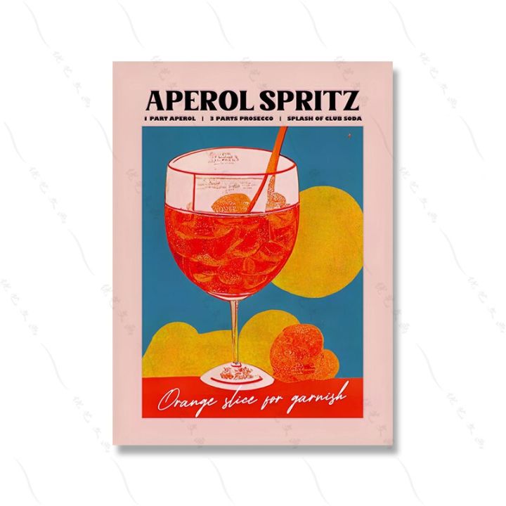 บาร์โมเดิร์นการ์ตูนบทคัดย่อ-wall-art-ภาพวาดผ้าใบพิมพ์สีชมพู-aperol-spritz-ไวน์โปสเตอร์ภาพคลับแฟชั่น-room-home-decor-new