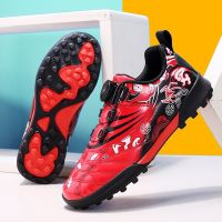 2022 New Big Boy Turf Football Shoes Top Quality Indoor Sport Shoes Kids Anti-Slippery Boys Soccer Trainers Black White Sneakers