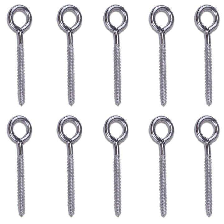10 Pack Stainless Steel Eye Shape Screws Metal Hook Wood Terminal Ring