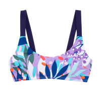 CUPSHE Purple Leafy Tank Bikini Top Only For Women Sexy U-neck Removable Padded Tank Top  Beach Separate Swimsuit Bra Top