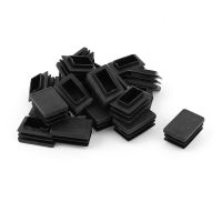 20 pcs Plastic Rectangular End Cap 30mm x 20mm Threaded Pipe Tube Insert Rubber feet