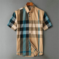 Original Burberry เสื้อฤดูร้อนใหม่ผู้ชายแขนสั้นเป็นทางการเสื้อเข้ารูปแบบปกติสำนักงานเสื้อผ้าเสื้อเชิ้ตลำลอง