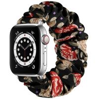 ┅ For Apple Watch Band 40mm 38mm Soft Floral Fabric Elastic Scrunchies iWatch Bands for Applewatch SE 6/5/4/3/2/1 42mm 44mnm Strap