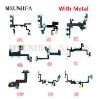 สายสำหรับ Iphone เฟล็กซ์ปิดเปิดเพาเวอร์6 6S 7 8 Plus 5 Se 5 S 5c X Xs Max Xr ปุ่มปรับระดับเสียงกุญแจสวิตช์เพาเวอร์เฟล็กซ์กับชิ้นส่วนโลหะ