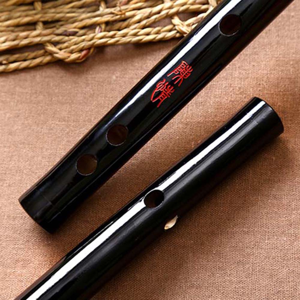 Key of D/Bitter Bamboo Black +Red D Key Dizi Black Bitter Bamboo Flute Chen Qing Flute with Free Membrane & Glue & Protector Set Traditional Chinese Instrument 