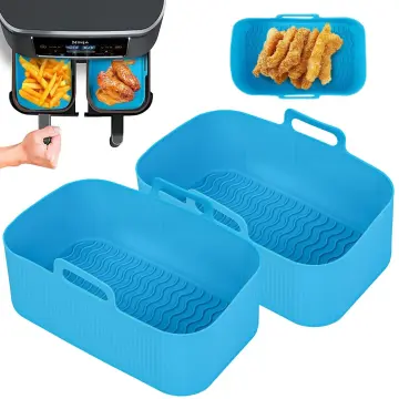 Silicone Liners Pot Rectangle Oven Air Fryer Baking Tray Mold Basket Liner  for Ninja Foodi Dual DZ201 8QT Air Fryer Accessories