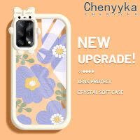 เคส Chenyyka สำหรับ OPPO A74 4G A95 4G A74 F19S F19 5G A54 5G Reno 6 Lite เคสจิตรกรรมภาพการ์ตูนดอกไม้โปร่งใสเคสมือถือหลากสีน่ารักมอนสเตอร์น้อยเลนส์กล้องถ่ายรูปกันกระแทกเคสนิ่มซิลิโคนใส