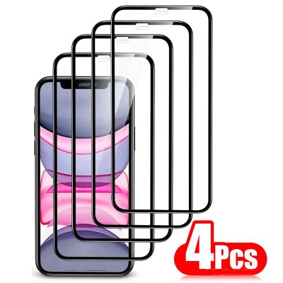 [spot goods66]กระจกปกป้องป้องกันเต็มพื้นที่1-4ชิ้นสำหรับ IPhone 13 12 11 Pro อุปกรณ์ป้องกันหน้าจอ Max 6 7 8 Plus X XR Xs Mini