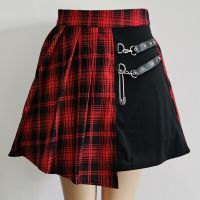 ♟◊ Womens Harajuku Punk Irregular Mini Pleated Skater Skirt Asymmetric Cutout High Waist Hip Hop Clubwear gothic harajuku skirt