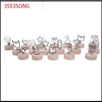 3SS3SONG 1 PC ของขวัญ สมุดบันทึก เครื่องประดับเดสก์ท็อป ที่ใส่ไม้กลม กรอบรูป คลิปภาพ ข้อความสนับสนุนซ้าย