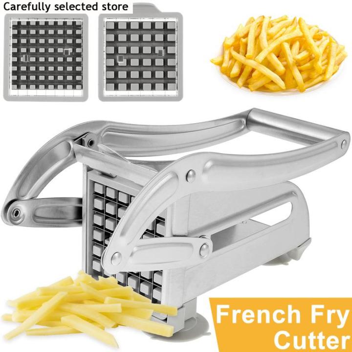 French Fry Cutter with 2 Blades, Professional Potato Cutter Stainless  Steel, Potato Slicer French Fries, Press French Fries Cutter for Potato  Cucumber Carrot Onion Vegetables 