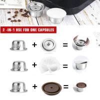 2 in 1 Reusable Stainless Steel Vertuo Coffee Capsule Silicone Cap Aluminum Foil for Nespresso Vertuoline Plus Machine Filter