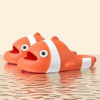 Man Women Cartoon Fish Slippers 2023 Summer New Home Anti-Skid Eva Solid Color Couple Outdoor Cool Indoor Household Funny Shoes