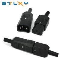 ☂♈❁ Straight Cable Plug Connector C13 C14 10A 250V Black female male Plug Rewirable Power Connector 3 pin AC Socket