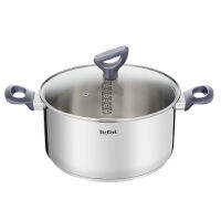 Tefal Daily Cook หม้อตุ๋นสเตนเลสสตีล (18 ซม., 2.1 ลิตร) (20 ซม., 3.0 ลิตร) (24 ซม., 5.2 ลิตร) เตาอบเครื่องล้างจานปลอดภัยไม่มี PFOA สีเงิน