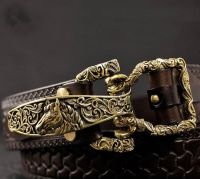 1Set=4Pcs Solid Brass Cavalry Belt Buckle For Men DIY Waistband Jeans Leather Craft For 38Mm Belt Rivet Screws Accessory