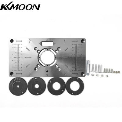 KKmoon Multifunctional ใส่แผ่นม้านั่งไม้อลูมิเนียมเราเตอร์ไม้ Trimmer รุ่นเครื่องแกะสลักด้วย4แหวนเครื่องมือ