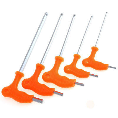 5pcslot 3mm-8mm Crutch Hexagon Allen Key Wrench Tools Set T Handle Hex Wrench with Ball Head and Plastic Handle