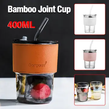 Bamboo Joint Glass Cup With Straw, Coffee Mug, Water Cup, Souvenir