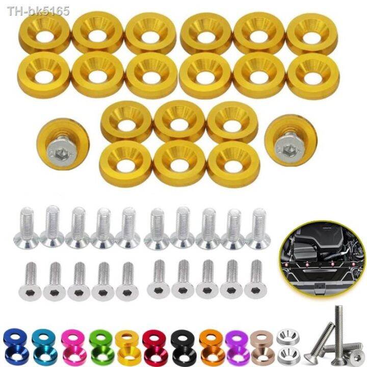 10Pcs JDM Billet Aluminum Fender Bumper Spacer Washer Bolt Engine Bay Kit-in Cyl - Foto 6