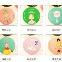 【BEIBEI】 ️ Korean Illustration Style Small Round Mirror Portable Shop Gift Punch-In Makeup Beauty House Visiting Wedding Things Beautiful Eyelashes Nana