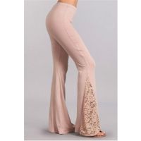 Flared Pants Women Lace Patchwork Wide Leg Trousers High Waist Casual Spring Summer Female Stretch Slim Fit Bottoms 2021