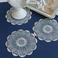 2 pieces White Korean Lace Table Mat Dustproof Cover Towel Milk Cotton Linen Placemat Coaster Kitchen Accessories Table Mats