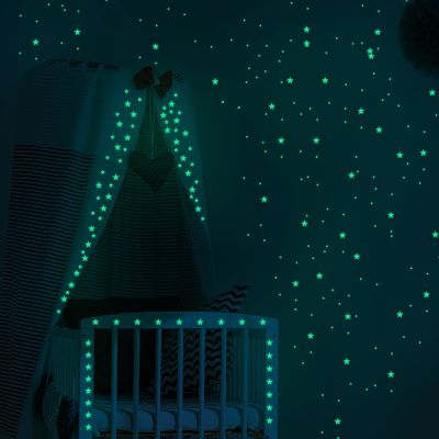 ☬✔ Dot Luminous Wall Stickers Glow In The Dark Bedroom Childrens Room DIY Handicraft Home Decoration Pentagram XMas Wall Stickers