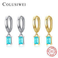 Colusiwei 2021 Emerald Cut Tourmaline 925 Sterling Silver Hoop Earring for Women Luxury Wedding Engagement Party Promise Jewelry