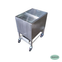 CMS ตู้เก็บน้ำแข็งเสตนเลสมีขาตั้งพร้อล้อเลื่อน(stainless steel ice cabinet)ขนาด 80 ลิตร. มีลัอเลื่อนขนาด 4 นิ้ว.