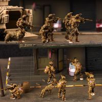 【CW】1:72 Scale Model 6 Pcs US Navy SEALS Army 6 Soldiers With Dog Action Figure Toys Scene Accessory Display Collection Dolls