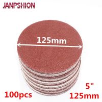 Janpshion แผ่นกระดาษทรายขัดสติ๊กเกอร์ติดผนังลายอิฐ5 "125มม. 100ชิ้นสำหรับขัดกับกรวด60 80 120 180 240 320 400 600 800 1000 1200